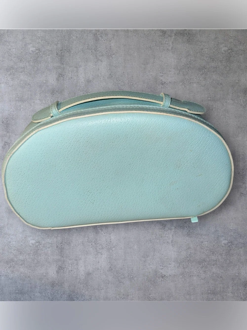 Vintage Estee Lauder Train Bag Travel Makeup Toiletry Case Blue Zipper